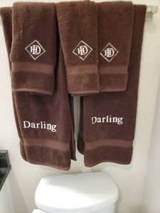 lot 64 image: Threshold Foraging Brown Darling Monogrammed Towels