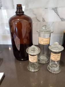 lot 191 image: Brown Jug with Vintage Look Bottles