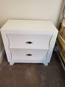 lot 207 image: White Wood Two-Drawer Side Table