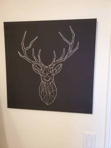 lot 229 image: Ikea Pjatteryd Black Fabric with Stitched Deer Design
