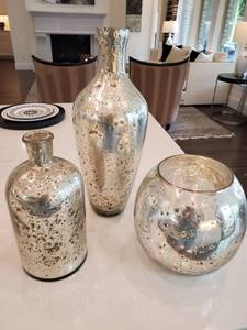 lot 150 image: Three Mercury Glass Vases