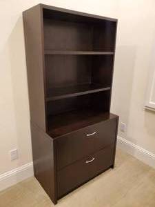 lot 244 image: Two Drawer File with HutchShelves by Indiana Furniture