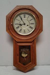lot 202 image: Regulator Wall-Hanging Wind-Up Clock