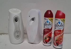 lot 305 image: 2 AirWick Scent Sprayers &amp 2 Cans of Glade Spray Air Freshener