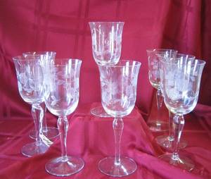lot 329 image: Etched glass stemware