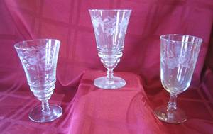 lot 330 image: Etched glass stemware