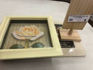 lot 9 image: Shadow Box with Flower picture, Frame, Craft Stand