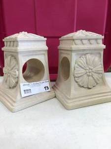 lot 13 image: 2 Ceramic Sconces, Off White