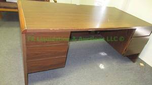 lot 12 image: Miller laminate double pedestal desk