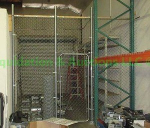lot 132 image: chain link gate with door and extra roll chain link, BUYER MUST REMOVE