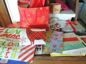 lot 80 image: Party bags, gift bags, Christmas gift boxes, valentine bags and tissue paper