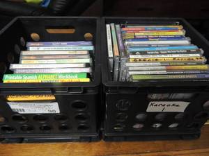 lot 90 image: Over 20 Karaoke CDs gospel, Cline Dion, Kid songs, dance party and many more