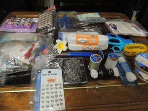 lot 104 image: Large blue tub of everything sewing (except machine)