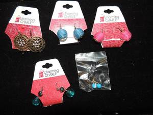 lot 241 image: Charming Charlie earring x 4 pair and 1 pair of blue ball earrings