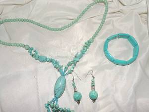 lot 223 image: Necklaces beaded 24 matching earrings bracelet some beads are turquois