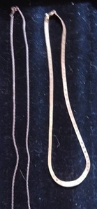lot 221 image: 20 wide herringbone chain has hearts and I love Jesus   and 24 sterling silver chain