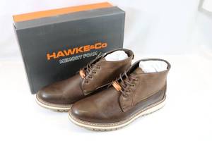 lot 46 image: Hawke & Co Chukkah Leather Shoes w Memory Foam - Brown - Size 10