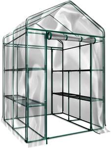 lot 3 image: Home-Complete Walk-in Greenhouse- Indoor Outdoor with 8 Sturdy Shelves NEW