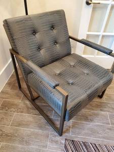 lot 3 image: Faux Leather Chair with Metal Frame