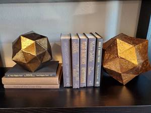 lot 26 image: Metal Geometric Spheres with 8 Books