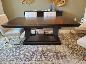 lot 42 image: Wood Trestle Dining Table by Najarian Furniture Co