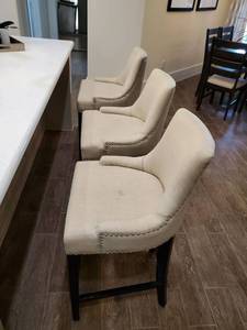 lot 60 image: Charlotte Fabric Counter Stools, Linen