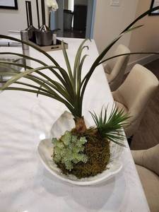 lot 70 image: White Plastic Container with Faux Plants