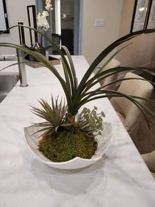 lot 71 image: White Plastic Container with Faux Plants