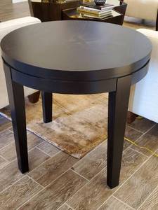 lot 76 image: Mandalay Bay Black Wood Round Side Table