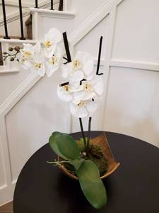 lot 81 image: Faux Orchid in Resin Bowl