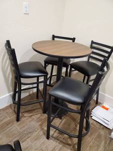 lot 108 image: Four Black Faux Leather & Metal Bar Stools