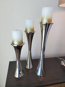 lot 128 image: Three Uma Contemporary Tapered Aluminum Candle Holders