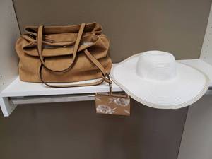 lot 149 image: Floppy Hat & Faux Leather Purse