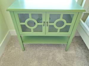 lot 176 image: Green Wood 2 Door Side Table