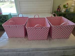 lot 186 image: Three Woven Plastic Bins