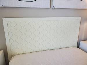 lot 211 image: Cream Full Size Wood Headboard