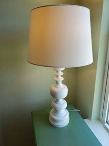 lot 179 image: White Table Lamp with Linen Shade