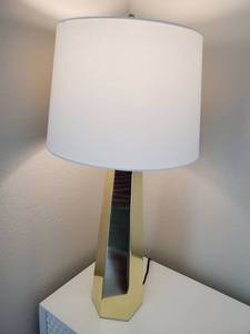 lot 205 image: Table Lamp with Metal Base & Linen Shade