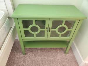 lot 177 image: Green Wood 2 Door Side Table