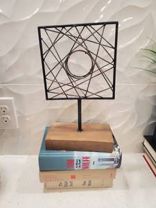 lot 223 image: Metal Sculpture on Wood Base & 3 Books