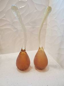 lot 224 image: Pair of Amber Art Glass Pieces