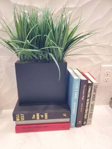 lot 227 image: Metal Container with Faux Greenery & 7 Books