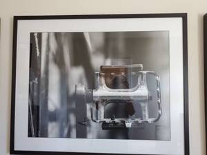 lot 259 image: Framed Bike Part Print with Glass Bicycle
