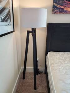 lot 261 image: Uttermost Mondovi Metal Floor Lamp with Linen Shade