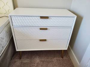 lot 214 image: White Wood 3-Drawer Side Table