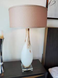 lot 131 image: Two Bulb Table Lamp with Glass Body and Acrylic Base