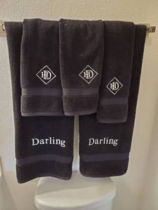 lot 277 image: Threshold Black Cotton Monogrammed Towels