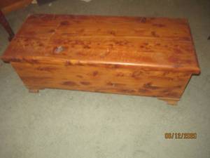 lot 107 image: PINE STORAGE CHEST WITH CASTORS44L X 16 12 H