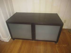lot 119 image: STORAGE UNIT WITH FROSTED GLASS DOORS&nbsp47 12 L X 24 H