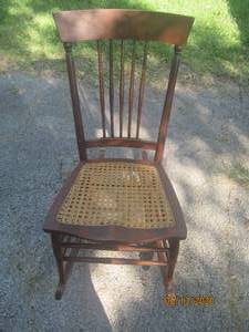 lot 163 image: VINTAGE SPINDLE BACK ROCKING CHAIR WITH CANE SEAT